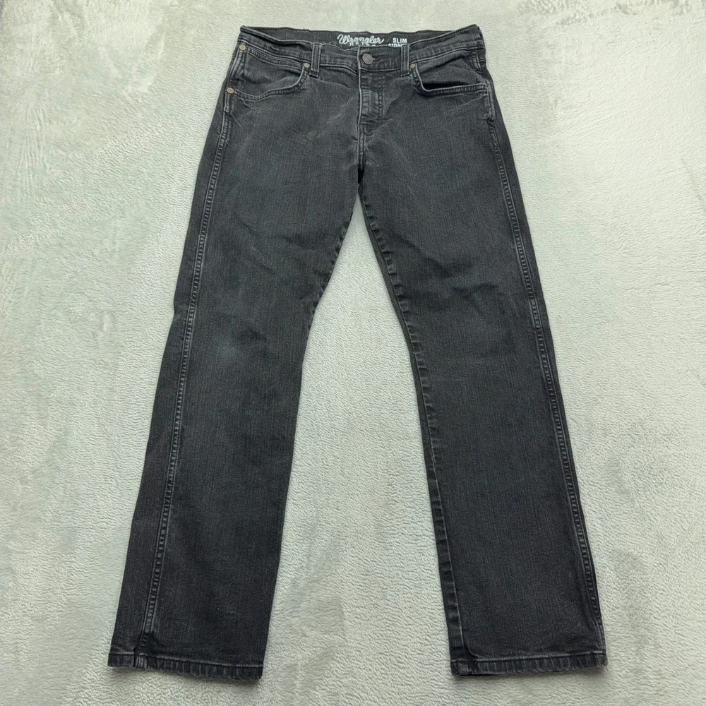 Wrangler Jeans Mens 32x30 Black Retro Slim Straight Stretch Denim Pants